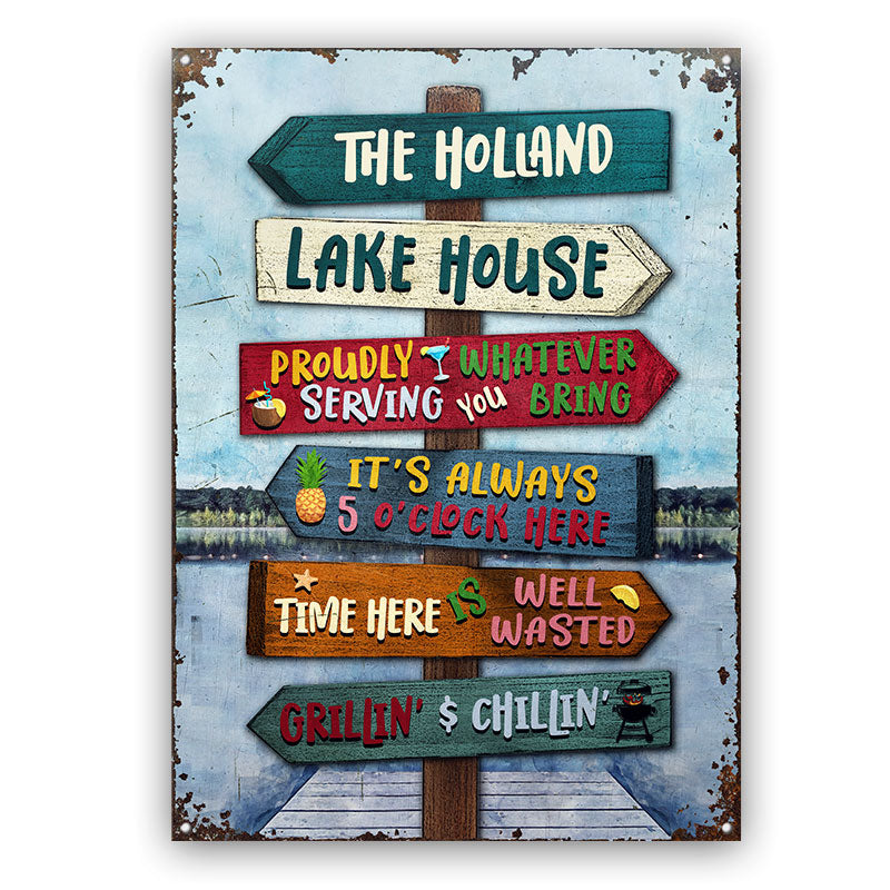 Lake House Proudly Serving Whatever You Bring - Personalized Custom Classic Metal Signs