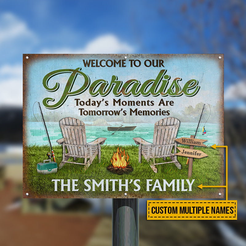 Lake House Welcome To Our Paradise Custom Classic Metal Signs