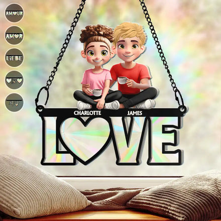 Language Of Love - Personalized Window Hanging Rainbow Suncatcher