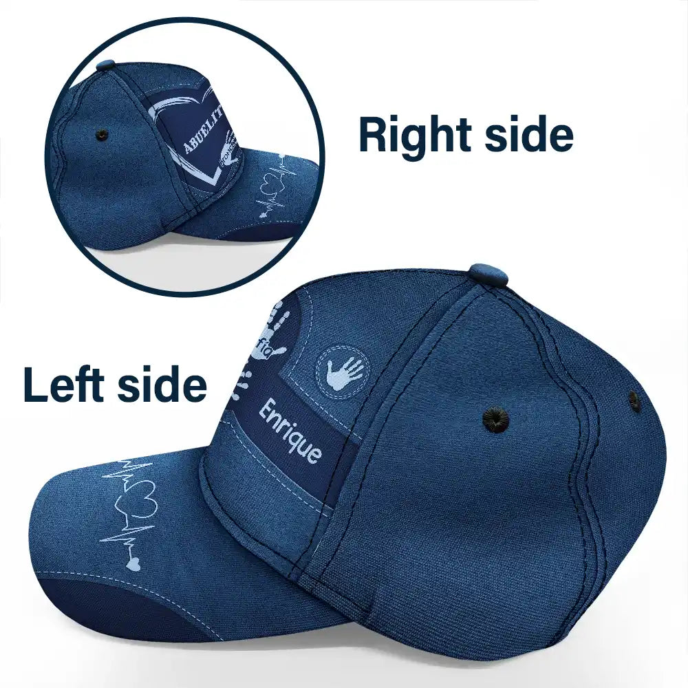 Gift For Yourself,Gift For Men,Gift For Grandpa,Gift For Father,Gift For Mother,Gift For Grandma,Spanish,Love- Las Huellas De Las Manos Del Abuelo Papá Y Los Niños - Gorra Clásica Personalizada