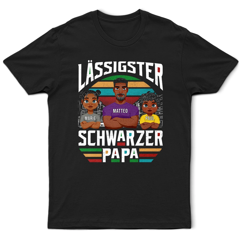 Lässigster Schwarzer Papa - Personalisiertes T Shirt