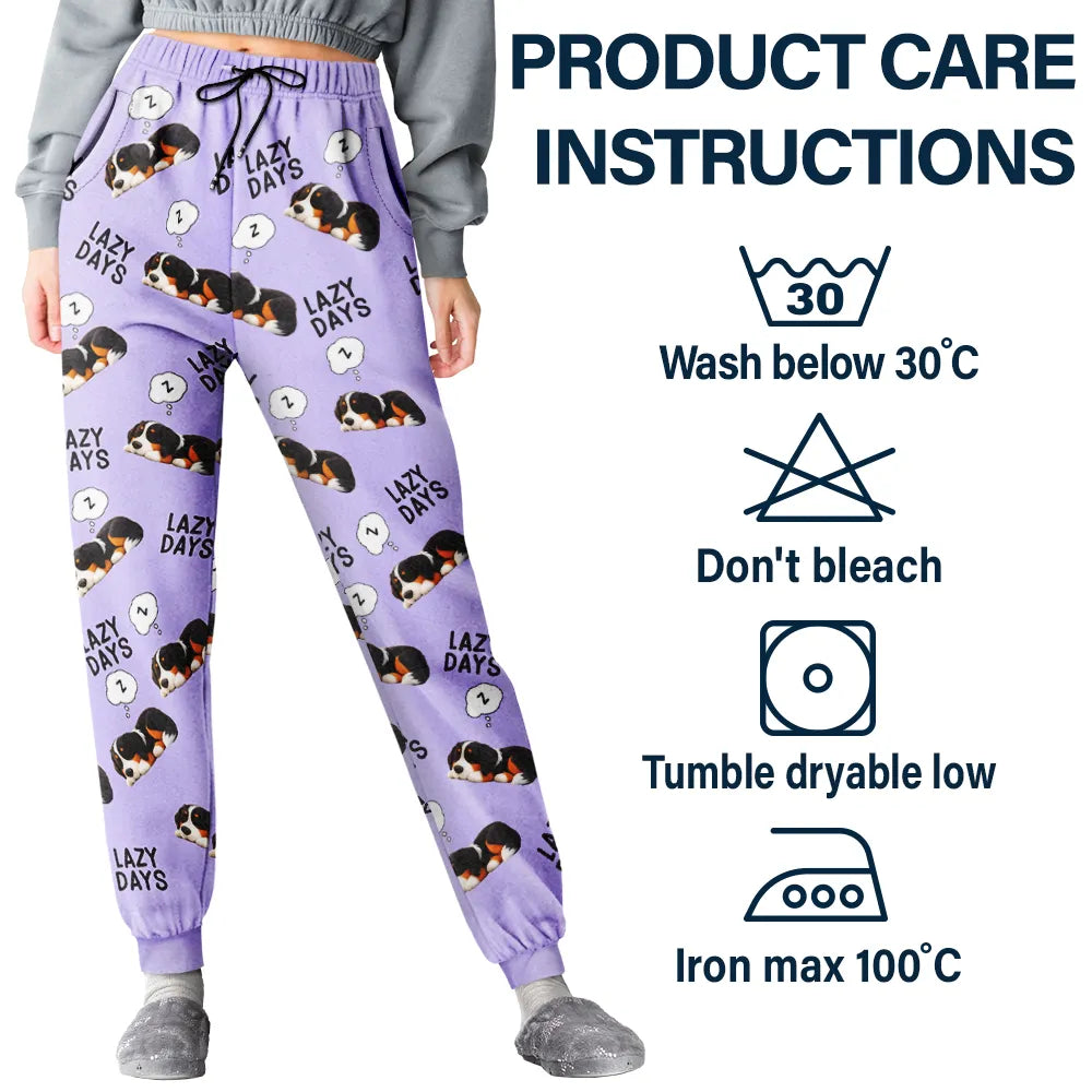 Pet Lovers,Pet Mom,Pet Dad,Dog Lovers,Dog Mom,Dog Dad,Happy,Christmas - Lazy Days 3D Effect Cute Sleeping Dog - Personalized Pajama Pants