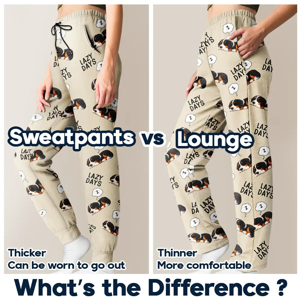 Pet Lovers,Pet Mom,Pet Dad,Dog Lovers,Dog Mom,Dog Dad,Happy,Christmas - Lazy Days 3D Effect Cute Sleeping Dog - Personalized Pajama Pants