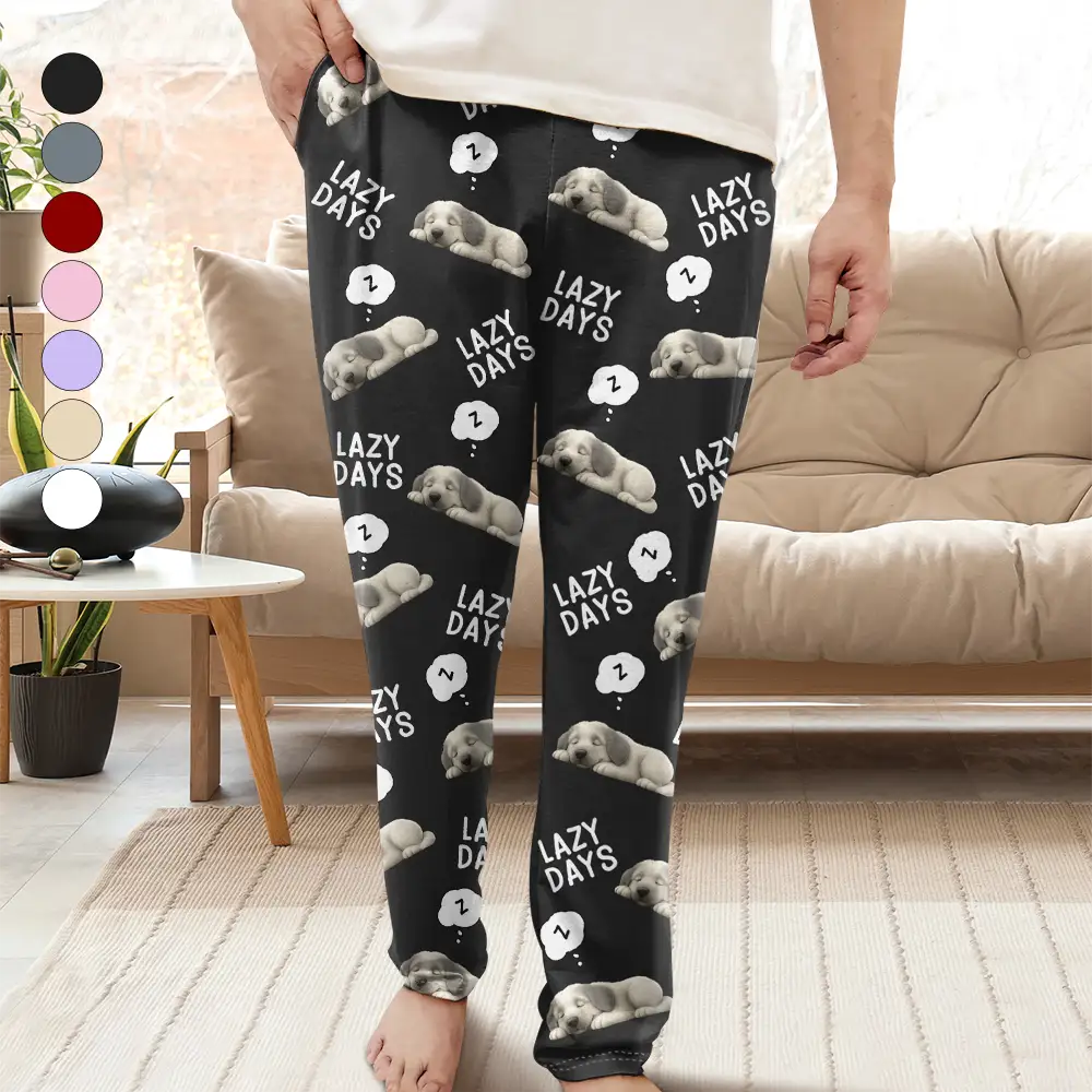 Lazy Days 3D Effect Cute Sleeping Dog - Personalized Pajama Pants