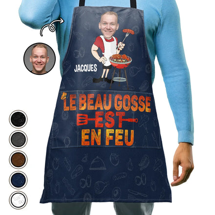 Photo Personnalisable Le Beau Gosse Est En Feu - Tablier Personnalisé