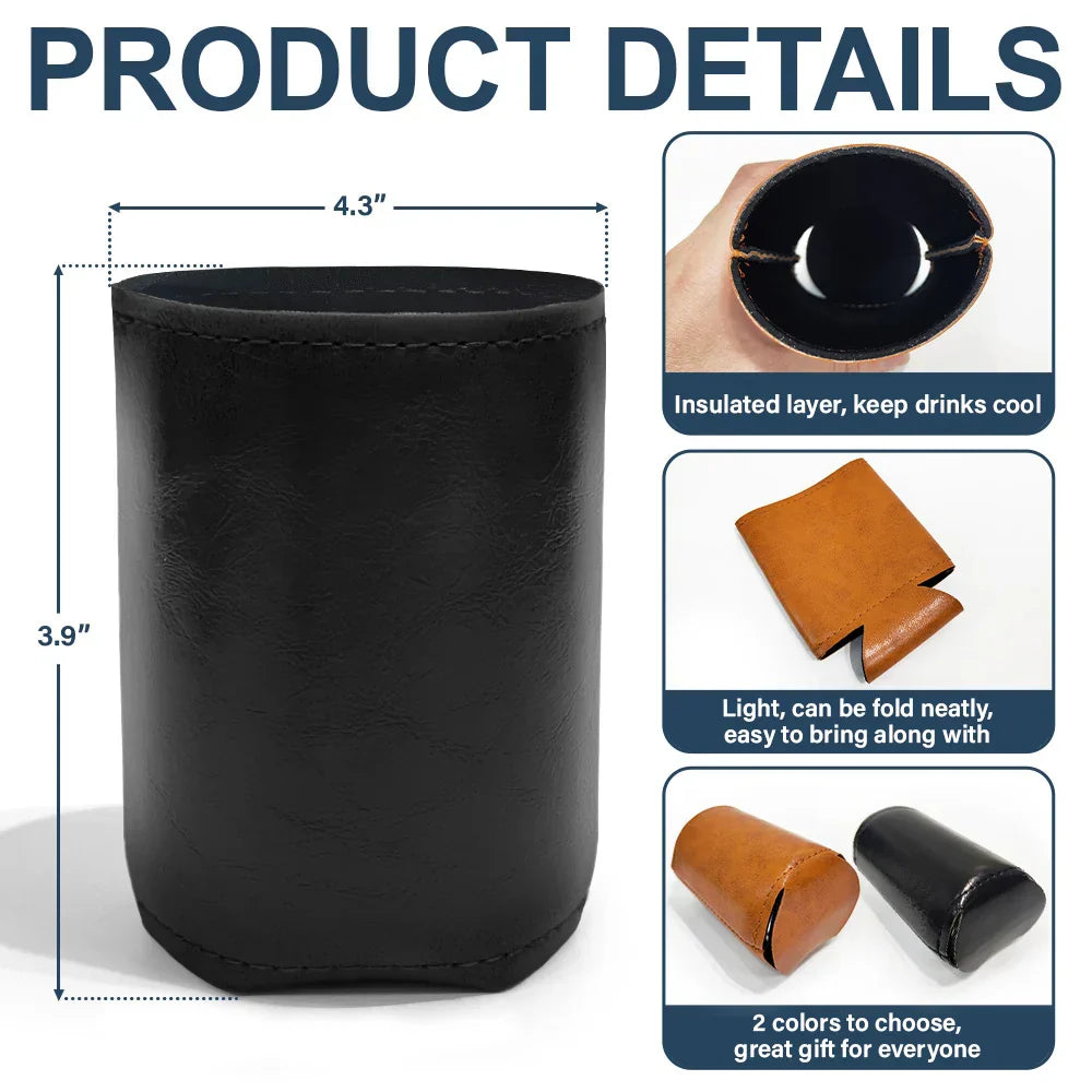 Funny,Dog Dad,Dog Lovers - The Dog Father 3D - Personalized Leather Can Cooler