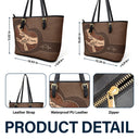 Gift For Grandma,Grandma,Grandkids - Leather Holding Hands Icon Mom Grandma & Kids - Personalized Leather Tote Bag
