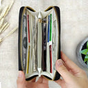 God Says You Are Birth Month Flower - Personalized Leather Long Wallet