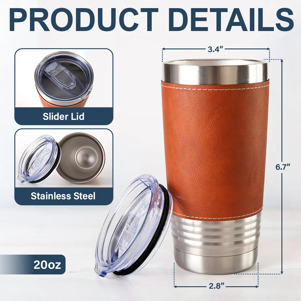 Gift For Father,Gift For Grandpa,Independence Day,Happy,Icon,Confident - America Stars And Stripes Sewn Effect Dad Grandpa Hand Punch - Personalized Leather Tumbler