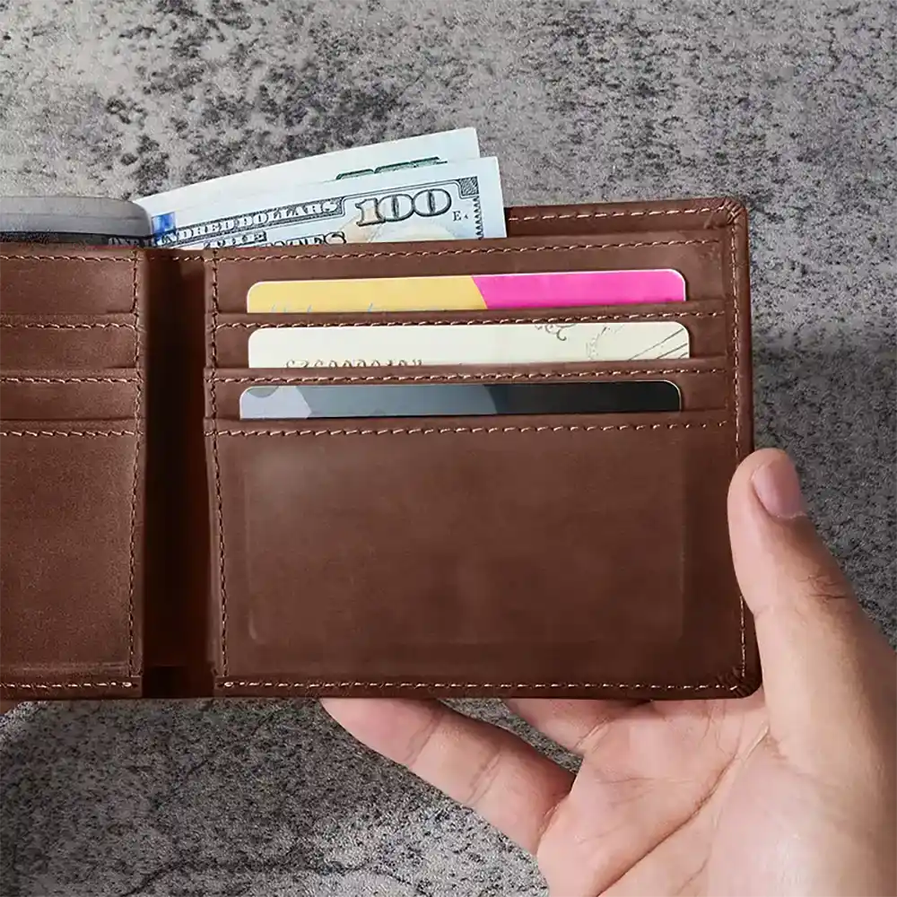 No Returns Or Refunds Chibi Grandkids - Personalized Leather Wallet