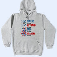 Independence Day,Gift For Grandpa,Top Market,Proud,Custom Text - Legend Husband Dad Grandpa With Kid Names - Personalized T Shirt