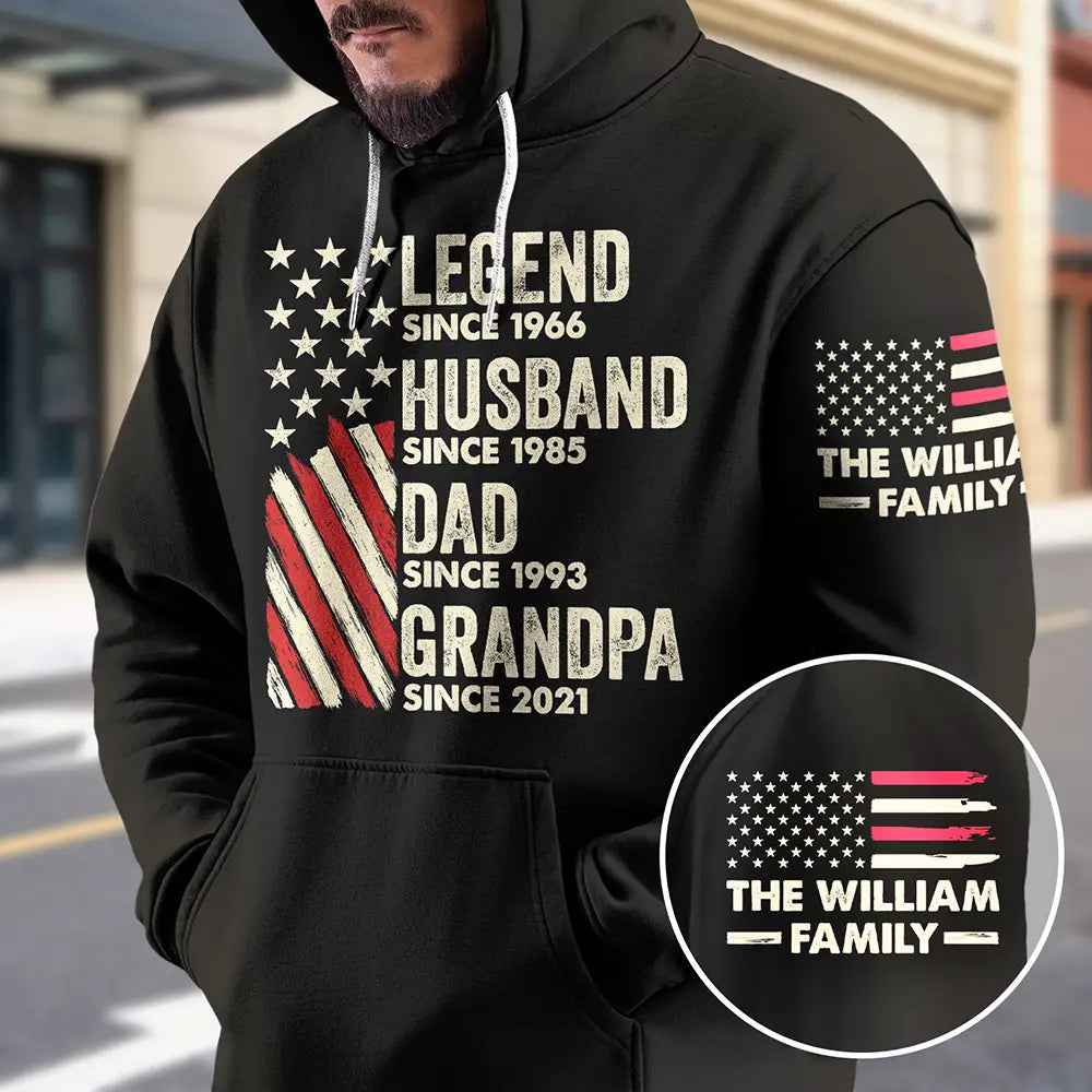 Gift For Grandpa,Gift For Father,Happy - Legend Husband Dad Papa - Personalized Pullover Hoodie