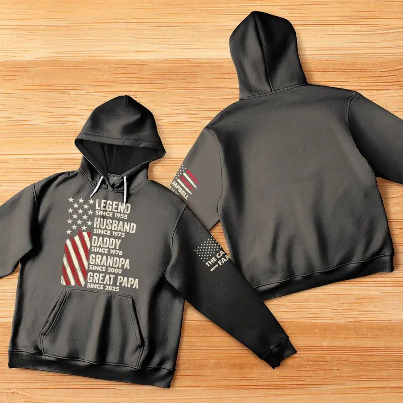 Gift For Grandpa,Gift For Father,Happy - Legend Husband Dad Papa - Personalized Pullover Hoodie