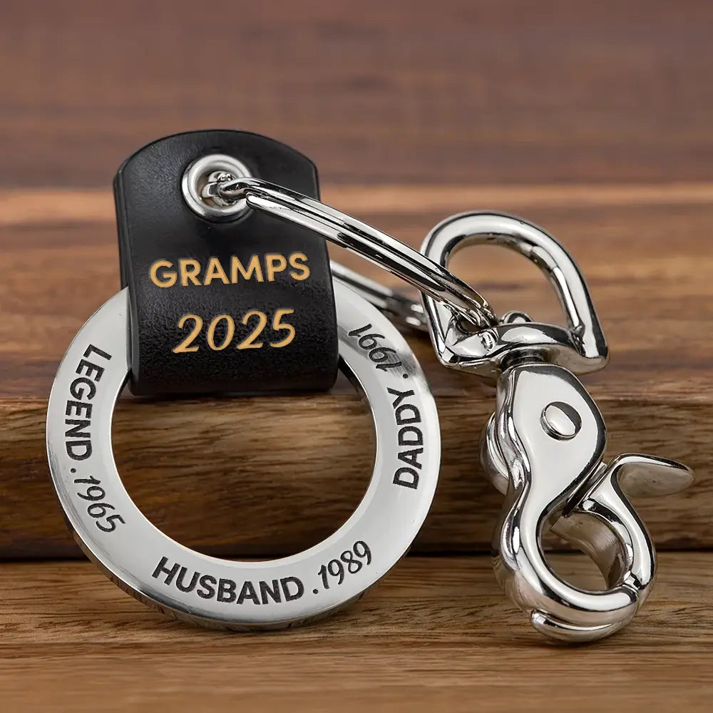 Gift For Grandpa,Gift For Father - Legend Husband Dad Papa I Just Get Better - Personalized Leather Coordinates Keychain