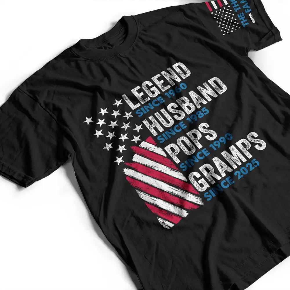 Gift For Father,Gift For Grandpa - Legend Husband Dad Papa Stars And Stripes Flag - Personalized T Shirt