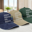 Gift For Father,Gift For Grandpa,Happy - Legend Husband Daddy Embroidery Effect - Personalized Vintage Washed Denim Cap