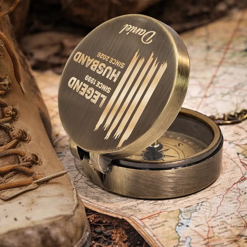 Gift For Husband,Gift For Men,Gift For Grandpa,Gift For Father,Gift For Brothers,Happy,Proud - Legend Husband Daddy Grandpa - Personalized Engraved Brass Compass