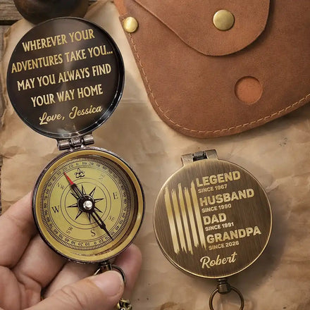 Legend Husband Daddy Grandpa - Personalized Engraved Brass Compass