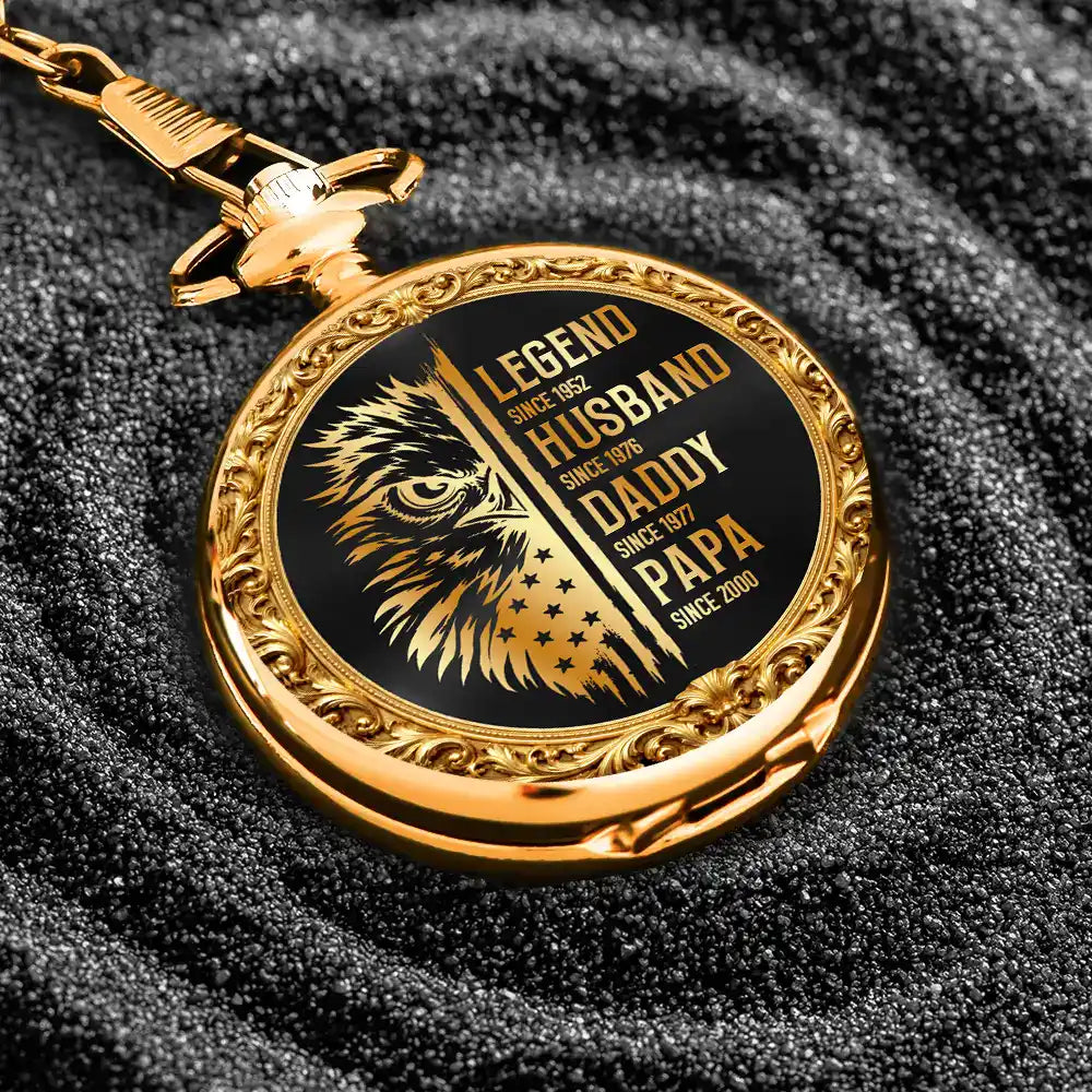 Gift For Grandpa,Gift For Father,Gift For Men,Happy - Legend Husband Daddy Grandpa - Personalized Pocket Watch