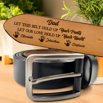 Laissez notre amour soutenir votre cœur - Ceinture en cuir gravée personnalisée