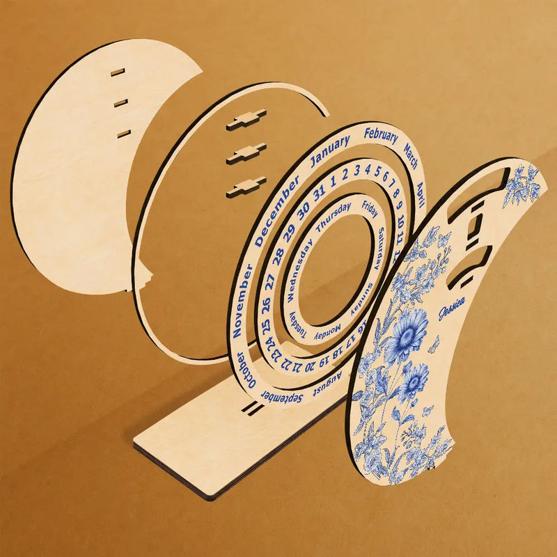 Christmas,Gift For Yourself - Let Your Birth Month Flower Bloom In Time - Personalized Spinning Perpetual Desk Calendar