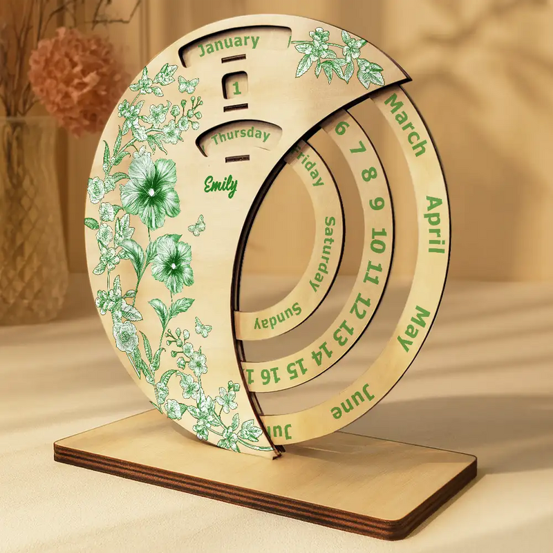 Christmas,Gift For Yourself - Let Your Birth Month Flower Bloom In Time - Personalized Spinning Perpetual Desk Calendar