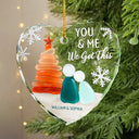 Gift For Couples,Old Couples,Gift For Husband,Gift For Wife,Gift For Boyfriend,Gift For Girlfriend,Christmas,Love - Let's Do This Forever - Personalized Heart Shaped Glass Ornament