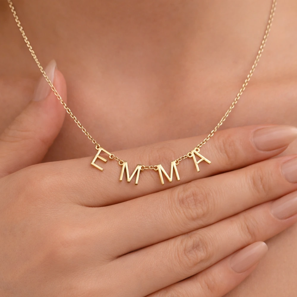 Gift For Yourself, Happy - Letter Charms Made In The Name - Personalized Letter Necklace
