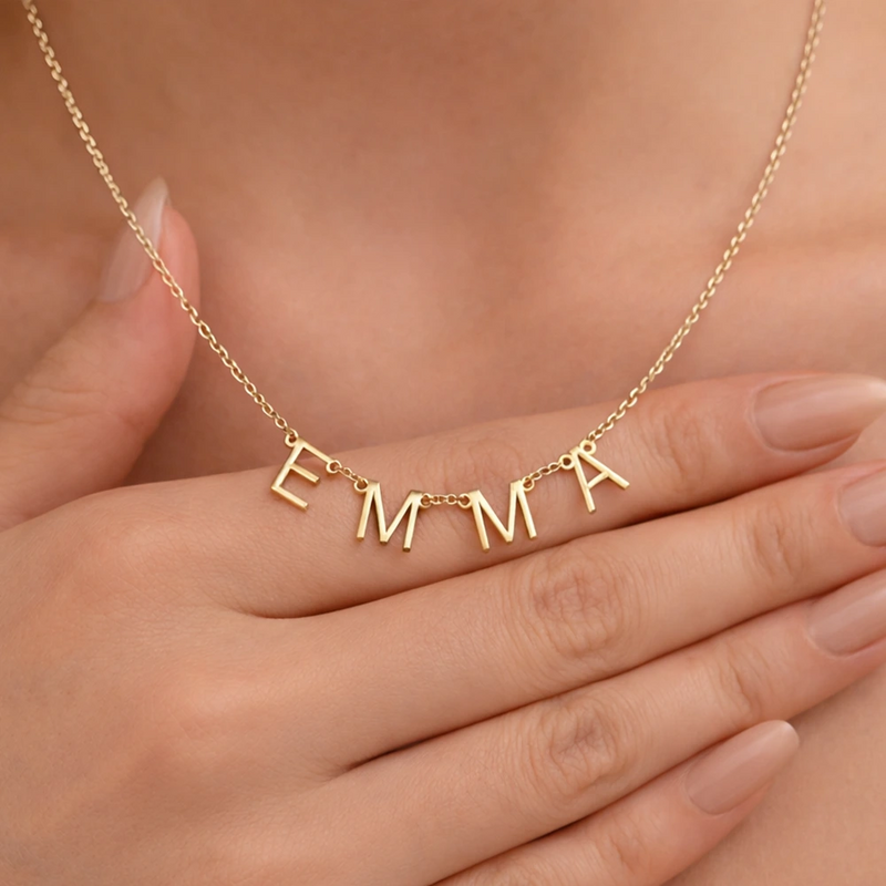 Gift For Yourself, Happy - Letter Charms Made In The Name - Personalized Letter Necklace