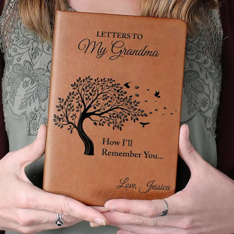 Family, Gift For Women, Gift For Men, Memorial, Sad, Top Market - Letters To Loved One - Personalized Leather Journal