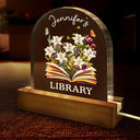 Reading,Gift For Yourself - Library With Birth Month Flower And Book - Personalized Custom Shaped LED Light