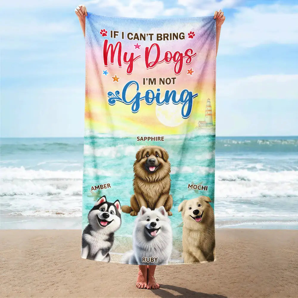 Beach,Summer,Pet Lovers,Pet Mom,Pet Dad,Dog Lovers,Dog Mom,Dog Dad,Happy - Life Is Better With Dogs 3D Effect - Personalized Beach Towel