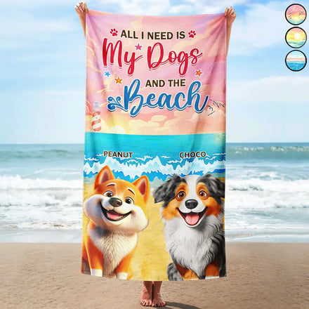 La vie est meilleure avec des chiens effet 3D - Serviette de plage personnalisée