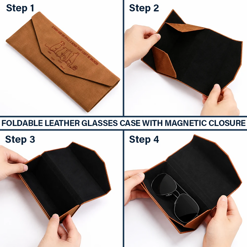 Gift For Men,Gift For Father,Gift For Grandpa,Gift For Husband,Pet Lovers,Dog Lovers,Dog Mom,Dog Dad,Non-Eng,Icon,Playful - Life Is Better With Dogs For Dog Father Mother - Personalized Leather Glasses Case