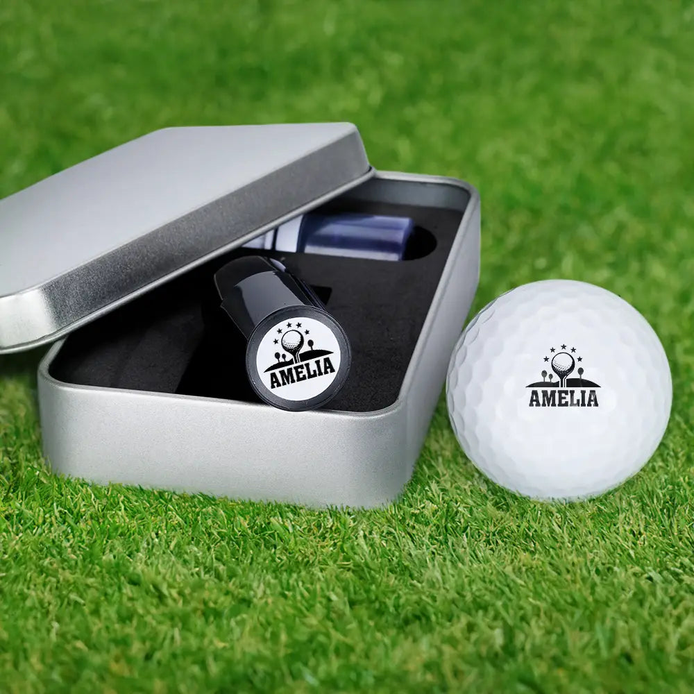 Happy, Sport Dad, Golf, Gift For Father, Gift For Men - Life Is Full Of Choices - Personalized Golf Ball Stamp with Metal Storage Box