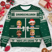 Christmas, Gift For Grandparents, Grandma - Grandkids, Grandpa - Grandkids - Life Is Grand With Grandkids - Personalized Unisex Ugly Sweater