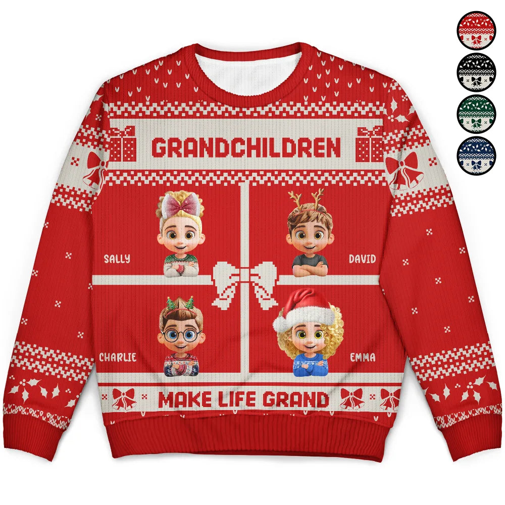 Life Is Grand With Grandkids - Personalized Unisex Ugly Sweater