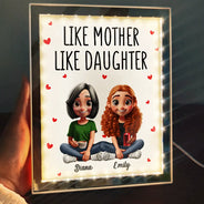 Mom,Daughters,Gift For Mother - Like Mother Like Daughter - Personalized LED Mirror Frame Lamp