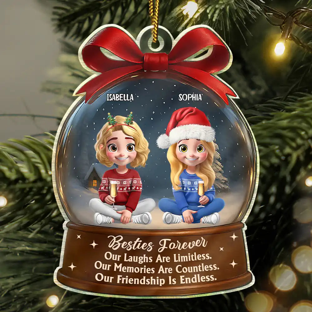 Limitless Laugh Countless Memories Endless Friendship Besties - Personalized Custom Shaped Acrylic Ornament