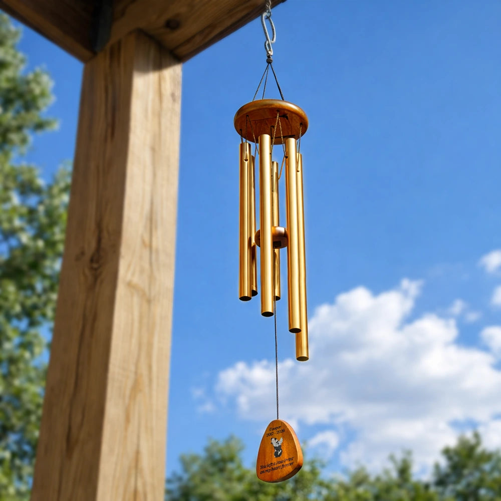 Sad,Memorial,Dog Lovers,Cat Lovers,Pet Lovers,Family - Listen To The Wind And Think Of Me Pet Memorial - Personalized Wind Chime