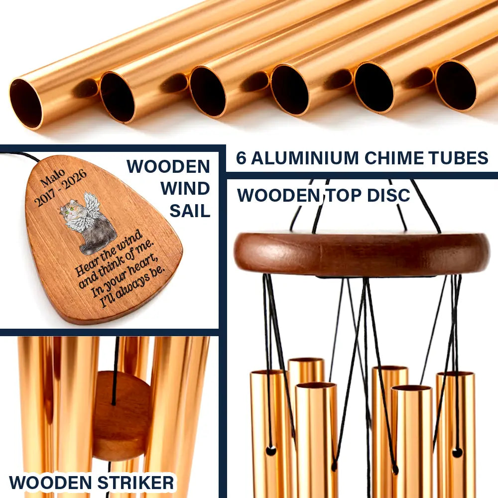 Sad,Memorial,Dog Lovers,Cat Lovers,Pet Lovers,Family - Listen To The Wind And Think Of Me Pet Memorial - Personalized Wind Chime