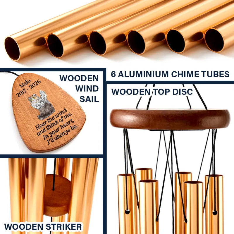Sad,Memorial,Dog Lovers,Cat Lovers,Pet Lovers,Family - Listen To The Wind And Think Of Me Pet Memorial - Personalized Wind Chime