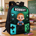Adorable, Back To School, Gaming, Gift For Kids, Vector - Little Boy Girl Playing Game - Personalized Kids Backpack