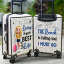 Gift For Women,Gift For Men,Summer,Travel,Happy - Living My Best Life 3D Effect - Personalized Clear Luggage Cover