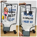 Gift For Women,Gift For Men,Summer,Travel,Happy - Living My Best Life 3D Effect - Personalized Clear Luggage Cover
