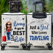 Gift For Women,Gift For Men,Summer,Travel,Happy - Living My Best Life 3D Effect - Personalized Clear Luggage Cover