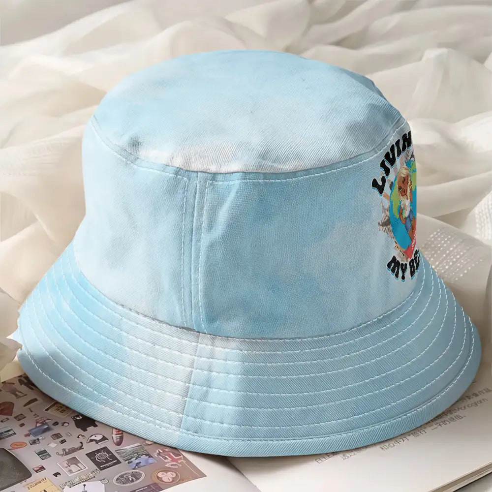 Gift For Women,Gift For Yourself,Travel,Happy,Summer - Living My Best Life Travel Lovers - Personalized Bucket Hat