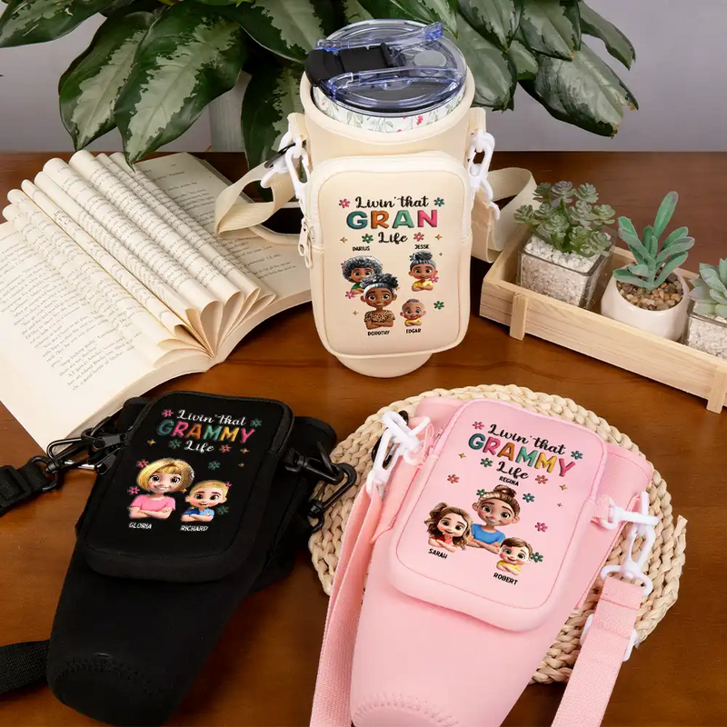 Gift For Grandma,Grandma,Grandkids,Gift For Mother,Mom,Children - Living That Grandma Life - Personalized Bottle Carrier Bag