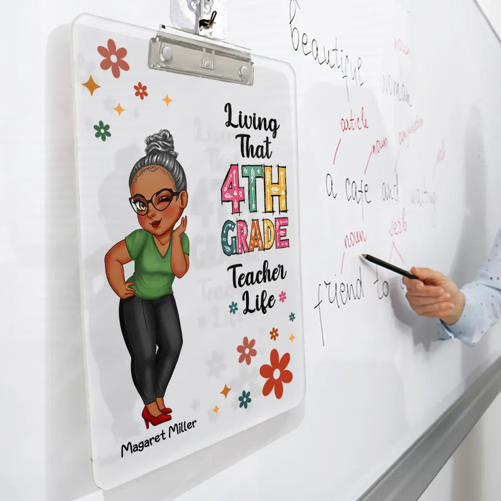 Teacher,Funny - Living That School Teacher Life - Personalized Acrylic Clipboard