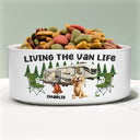 Funny,Dog Lovers,Dog Mom,Dog Dad,Camping,Campsite - Living The Van Life - Personalized Pet Bowl